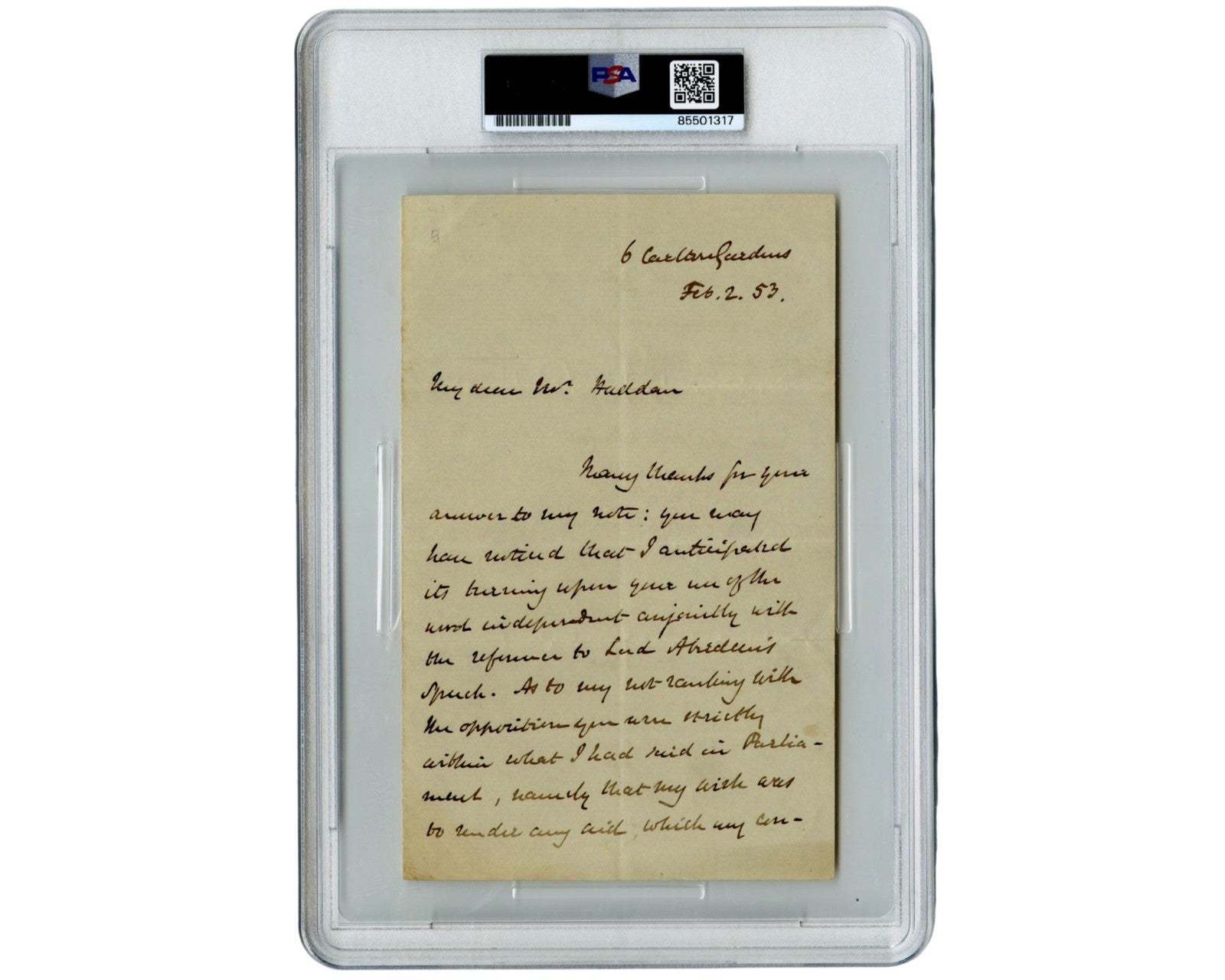 British Prime Minister William Ewart Gladstone Signed Letter PSA Auto 7