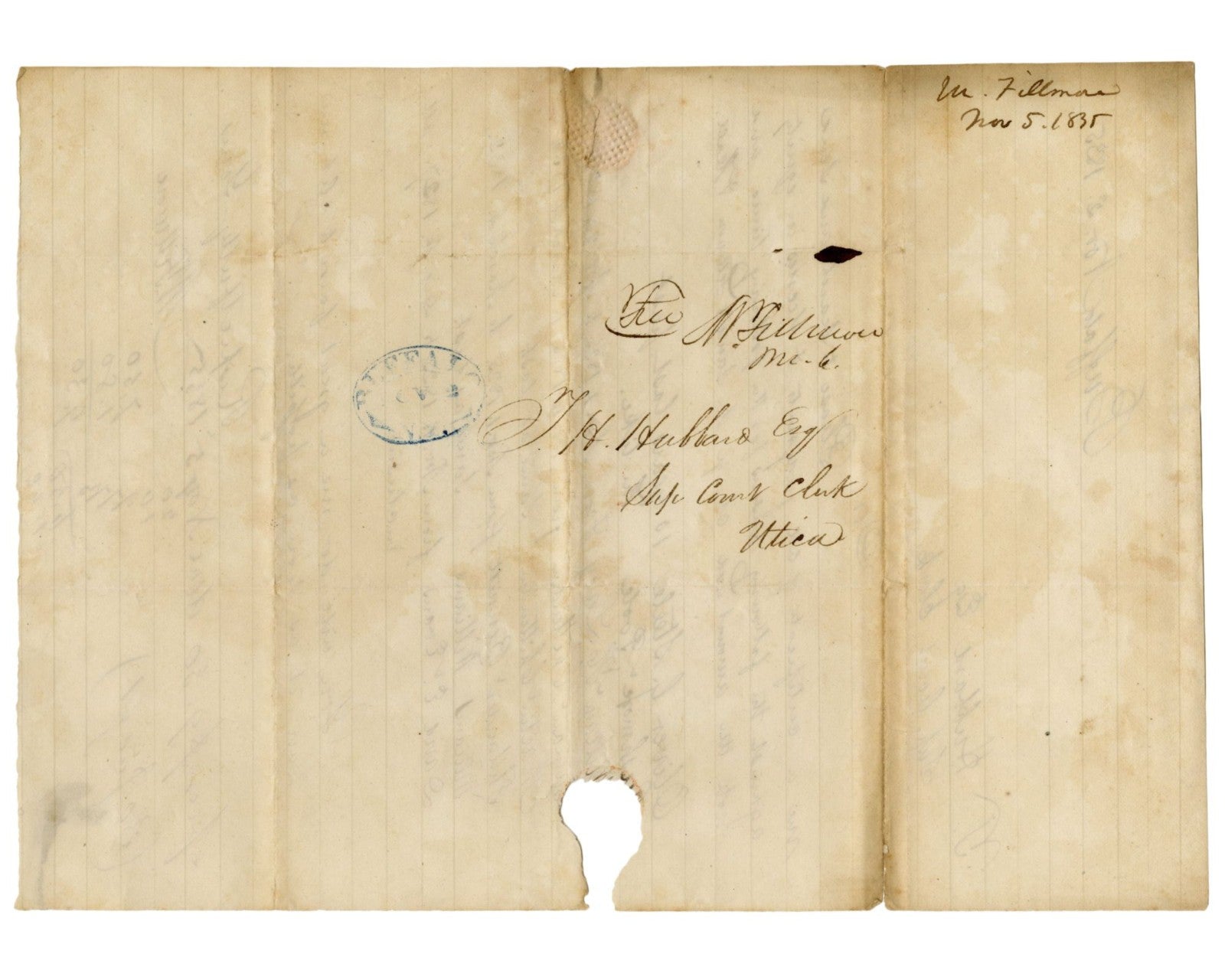 President Millard Fillmore 3x Signed Legal Letter & Free Frank! PSA Auto