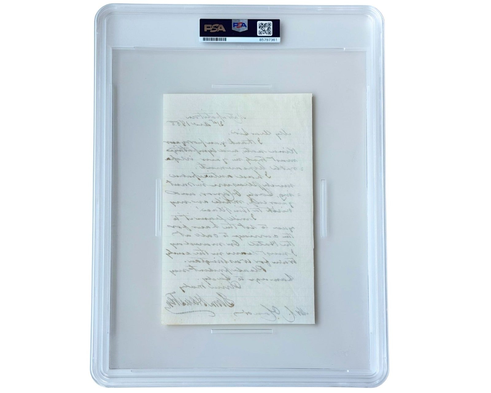 Rare Sam Houston Signed Handwritten Letter First President of Texas! PSA 8 Auto