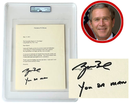 President George W. Bush Rare Signed Letter w/ "You Da Man" Inscription! PSA