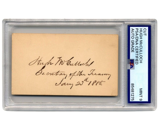 Lincoln's Sec. Of Treasury Hugh McCulloch Signed Cut PSA Mint 9 Autograph