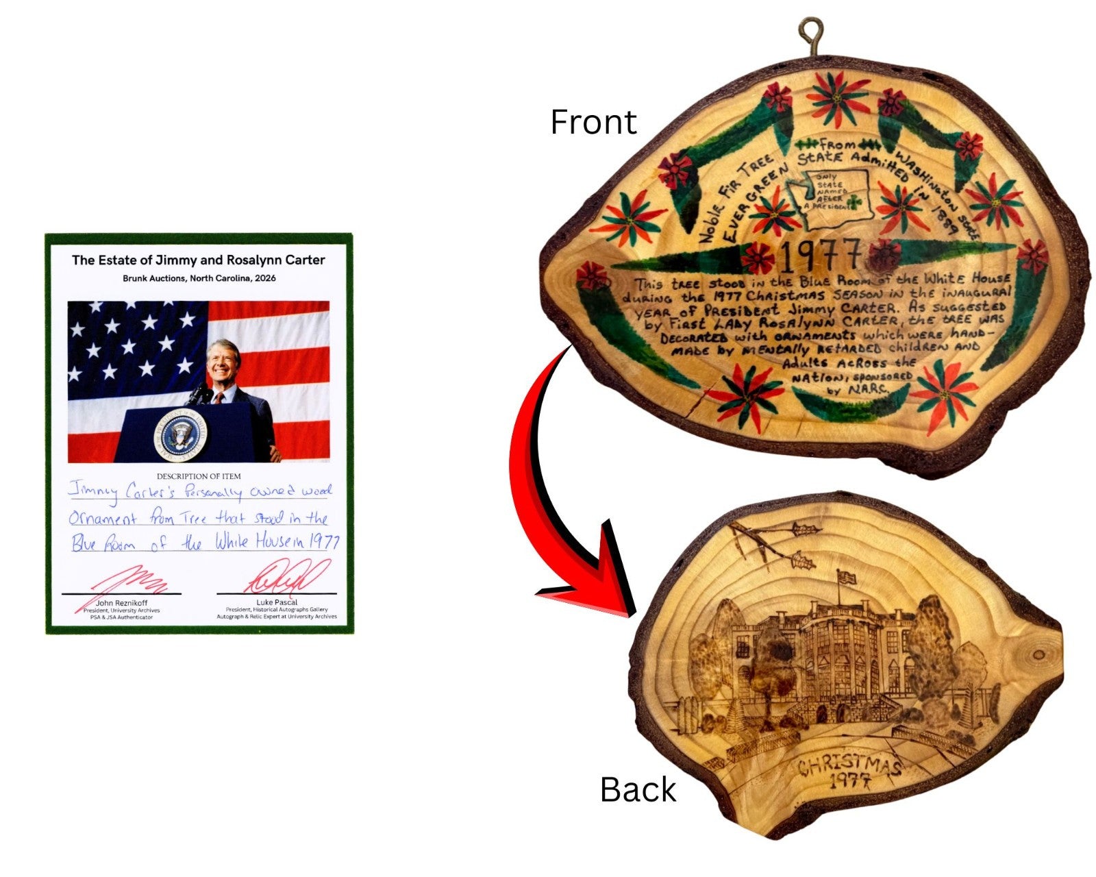 President Jimmy Carter's Christmas Ornament from Blue Room Tree - Carter Estate