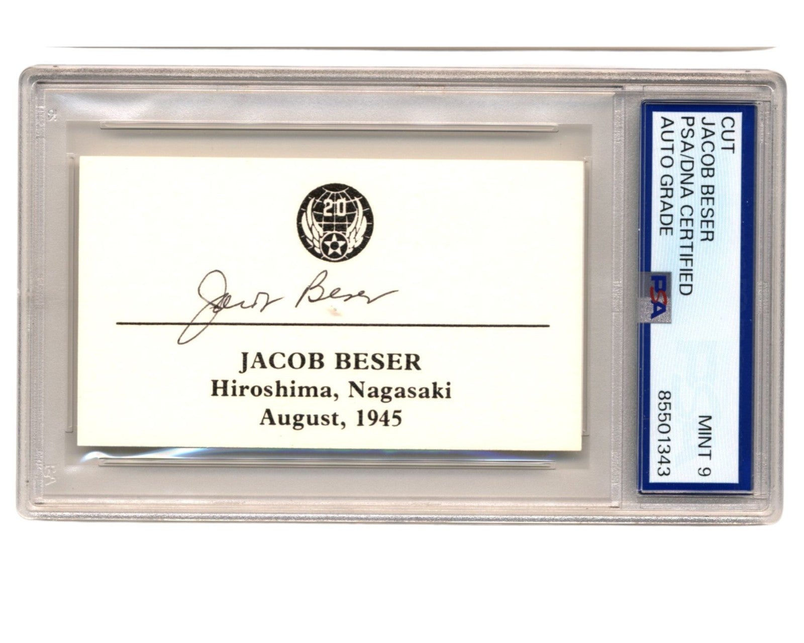 Enola Gay Radar Specialist Jacob Beser Signed Cut PSA Mint 9 WWII