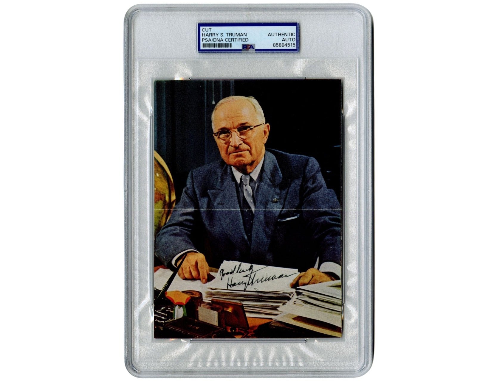 President Harry Truman Signed Photograph, Unique! PSA Bold Auto