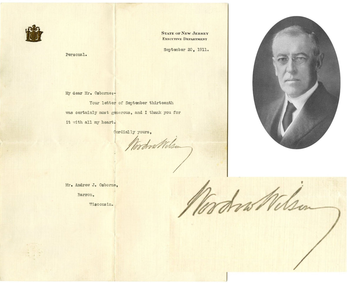 President Woodrow Wilson Signed Personal Letter PSA, Bold Autograph!