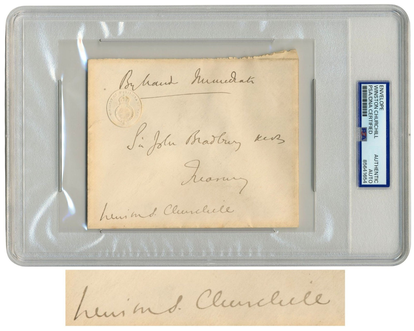 Prime Minister Winston Churchill Signed Envelope on Munitions of War Envelope