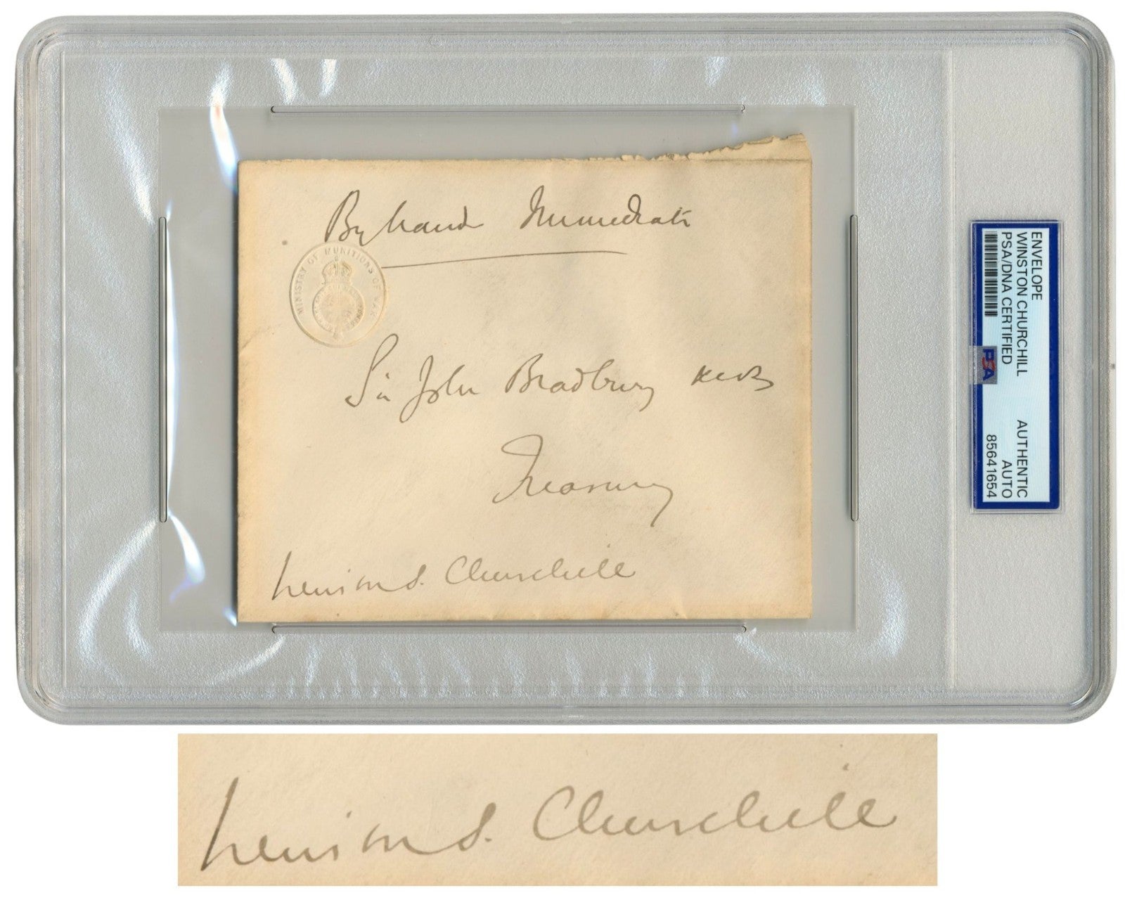 Prime Minister Winston Churchill Signed Envelope on Munitions of War Envelope