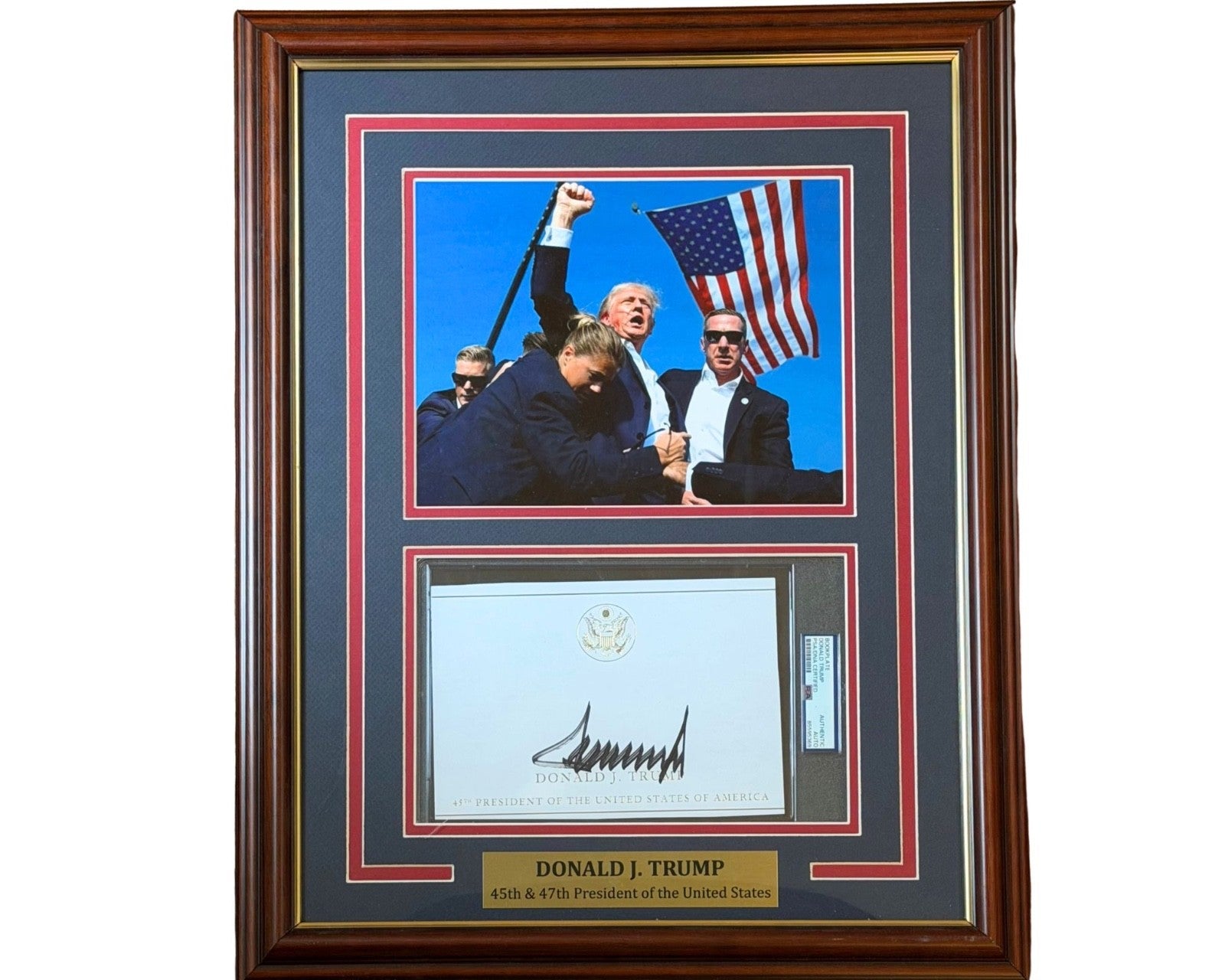 President Donald Trump Signed Assassination Attempt Framed Display PSA Auto