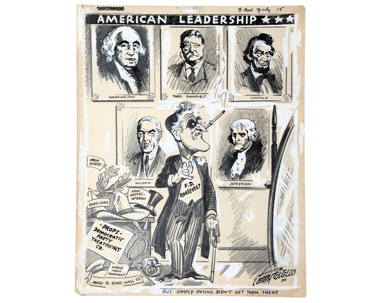 Jerry Costello "American Leadership" Roosevelt, Lincoln, Washington Orig Drawing