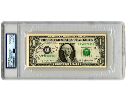 Apollo 9 Astronaut Rusty Schweickart Signed Currency $1 Dollar Bill PSA Auto