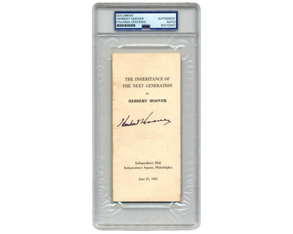 President Herbert Hoover Signed PA Independence Hall Speech Pamphlet PSA Auto