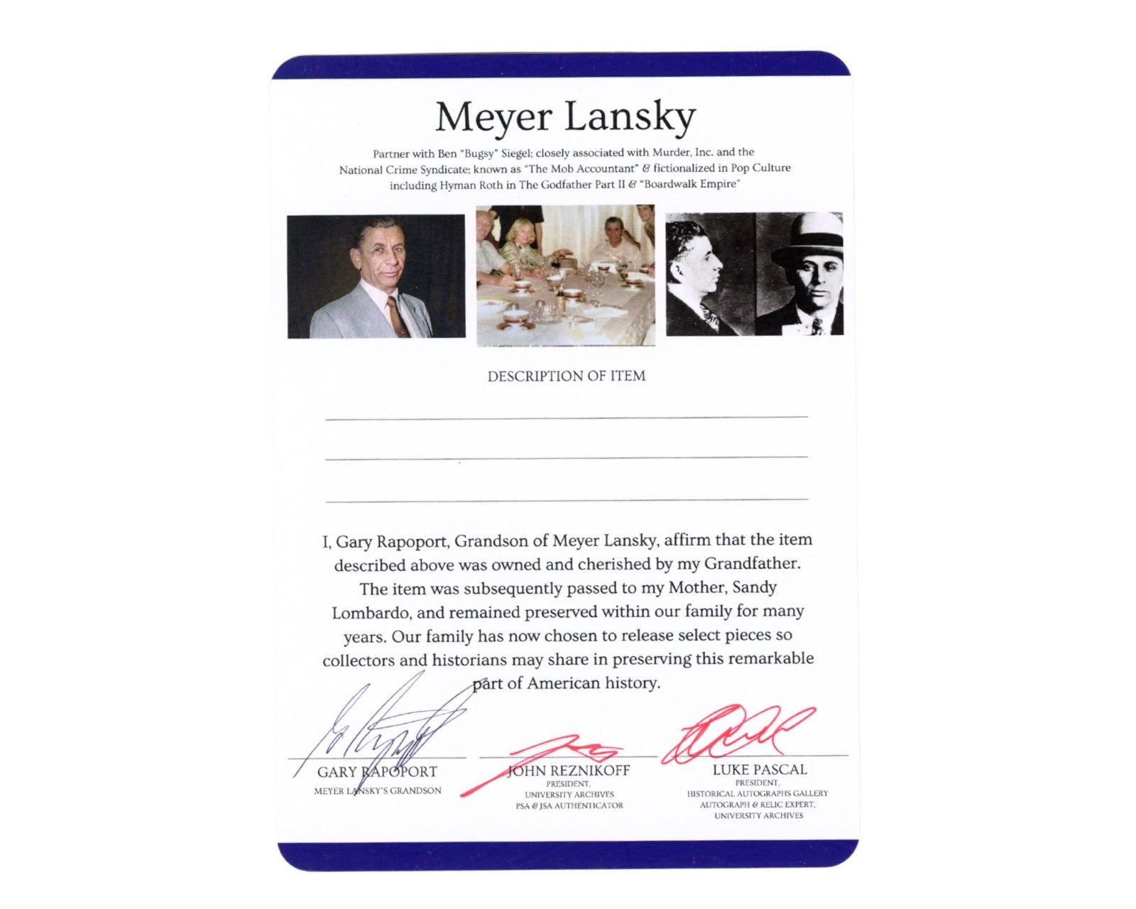 Meyer Lansky's "L" Monogrammed Fork! Ex. Lansky Grandson