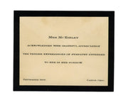 William McKinley Mourning Card Sent By Ida Post Assassination to Confederate Gen