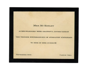 William McKinley Mourning Card Sent By Ida Post Assassination to Confederate Gen