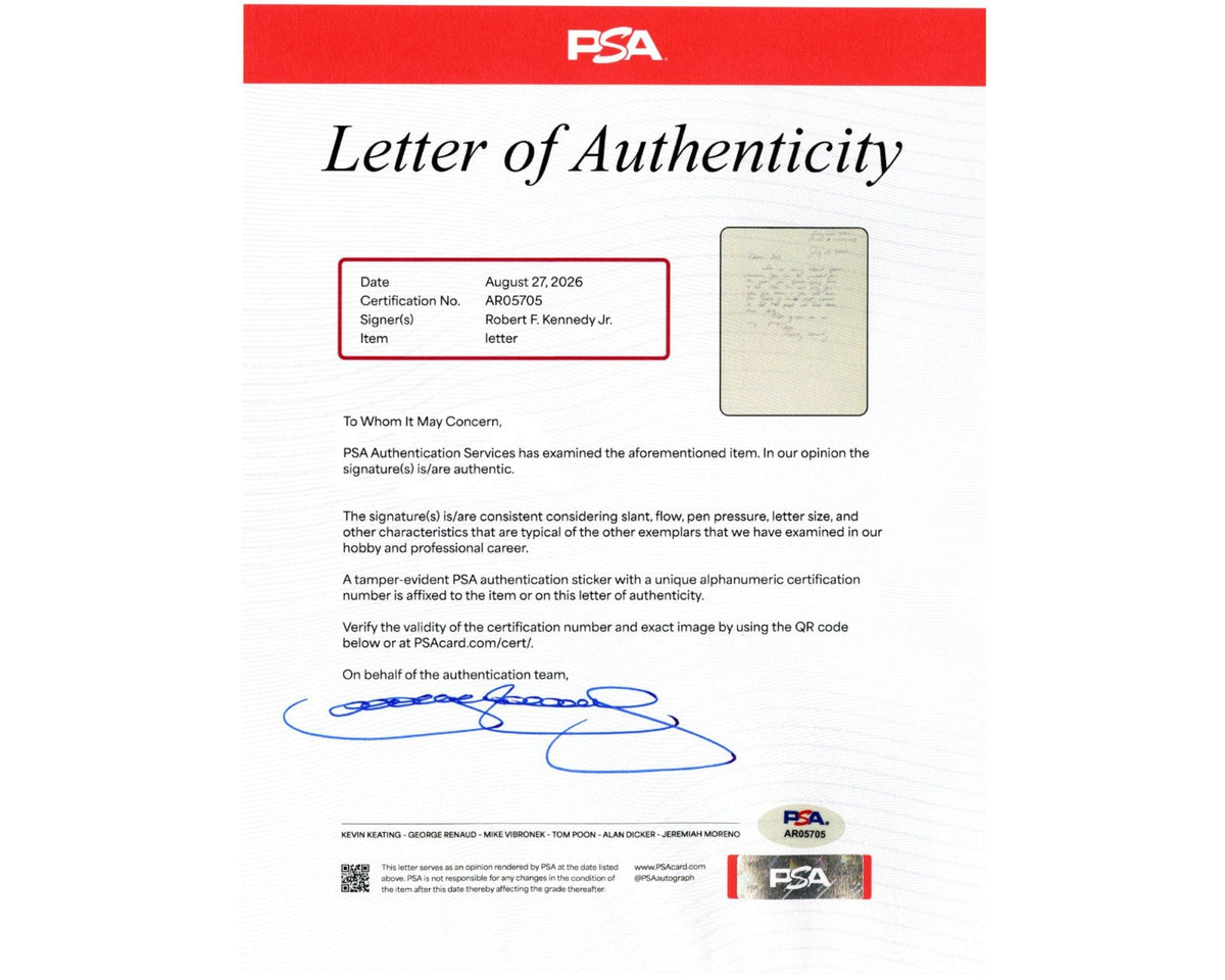 Rare Robert F. Kennedy Jr. Handwritten Letter Sent from Puerto Rican Prison! PSA