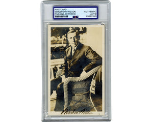Gorgeous Woodrow Wilson Signed Postcard w/ Iconic Photograph, Bold PSA Auto
