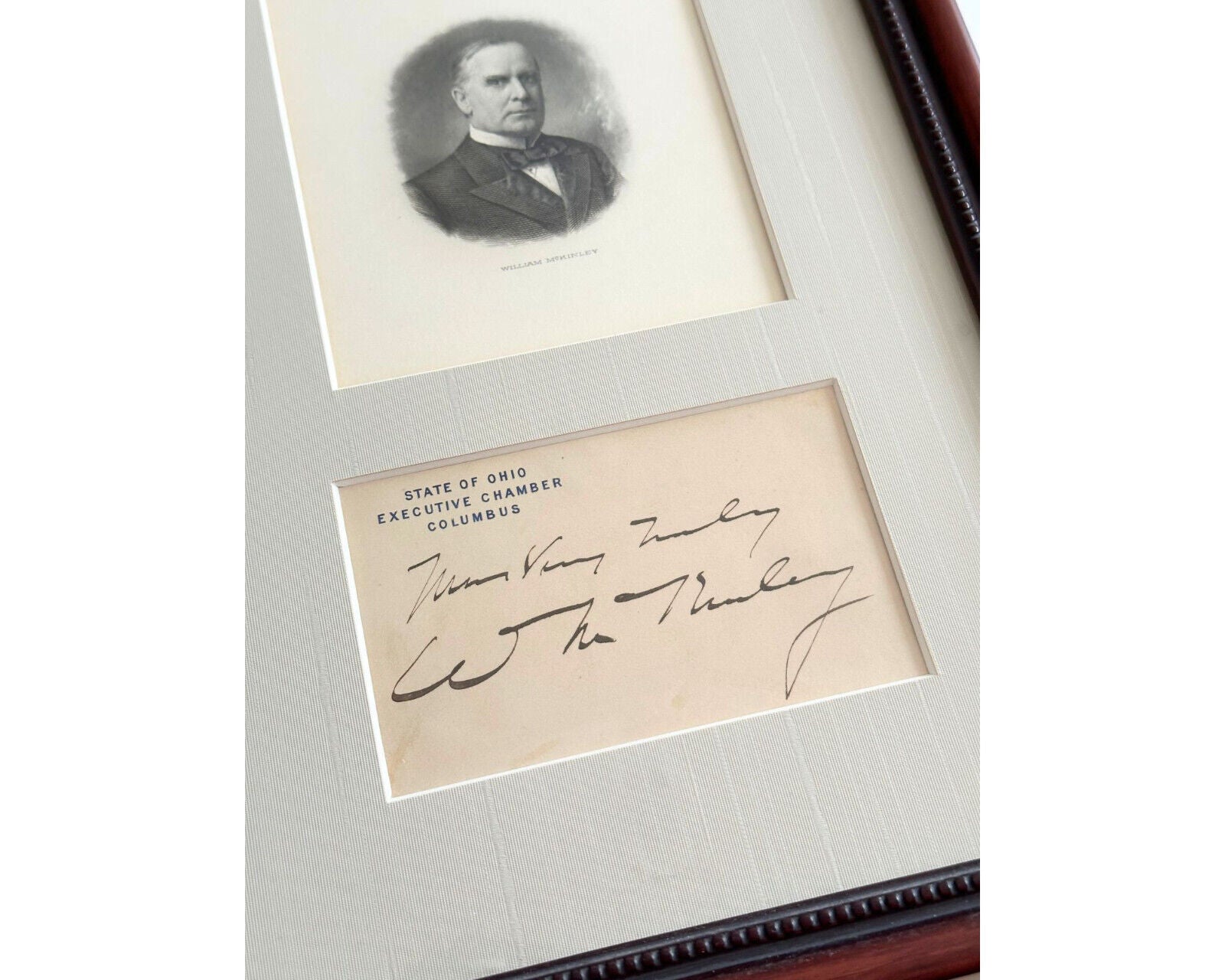 President William McKinley Boldly Signed & Framed Display - Gorgeous!