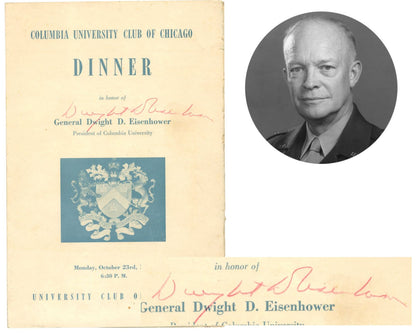 President Dwight Eisenhower Signed Columbia Dinner in Chicago Pamphlet PSA Auto