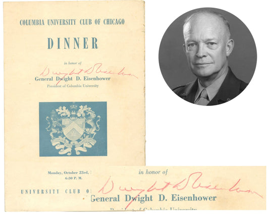 President Dwight Eisenhower Signed Columbia Dinner in Chicago Pamphlet PSA Auto