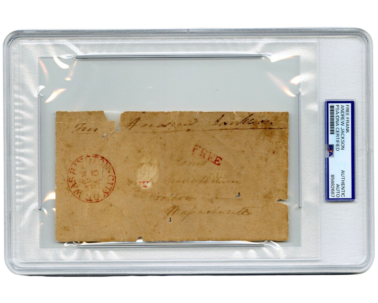 President Andrew Jackson Signed Free Frank to Boston PSA Auto