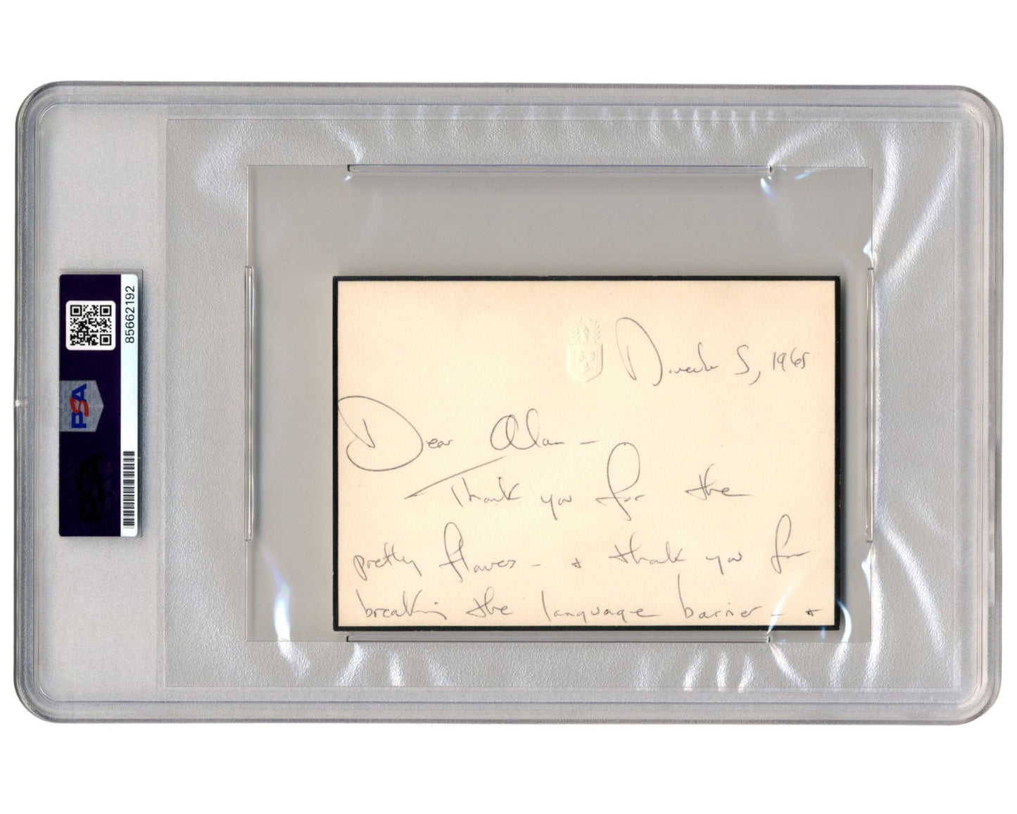 Jacqueline Kennedy Signed Letter to JFK Harvard Classmate & Camelot Lyricist PSA