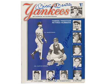 Mickey Mantle, Yogi Berra, Joe DiMaggio & Whitey Ford Signed Yankees Program JSA