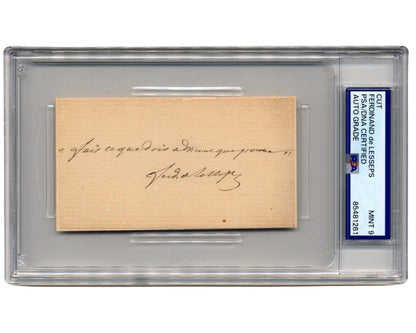Ferdinand de Lesseps Signed Quote “Do what must be done, come what may” PSA 9