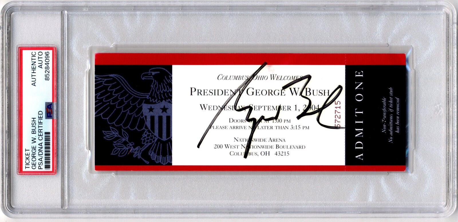 President George W. Bush Signed Ohio Rally Ticket PSA/DNA Bold Auto! Unique!