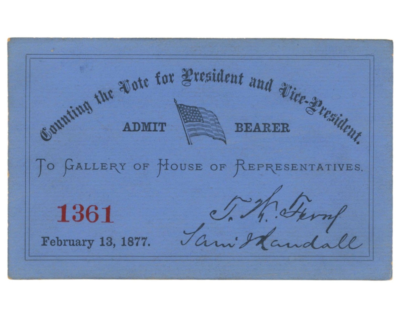"Stolen Election" Hayes - Tilden Ticket to House, A Rarity!