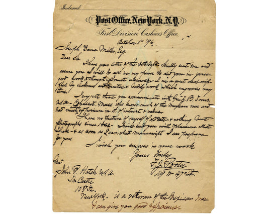 Civil War General Fitz John Porter Signed Letter on Post Office Stationary PSA