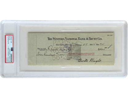 Aviator Orville Wright 2x Signed Check PSA Auto - Rare When Signed Twice!