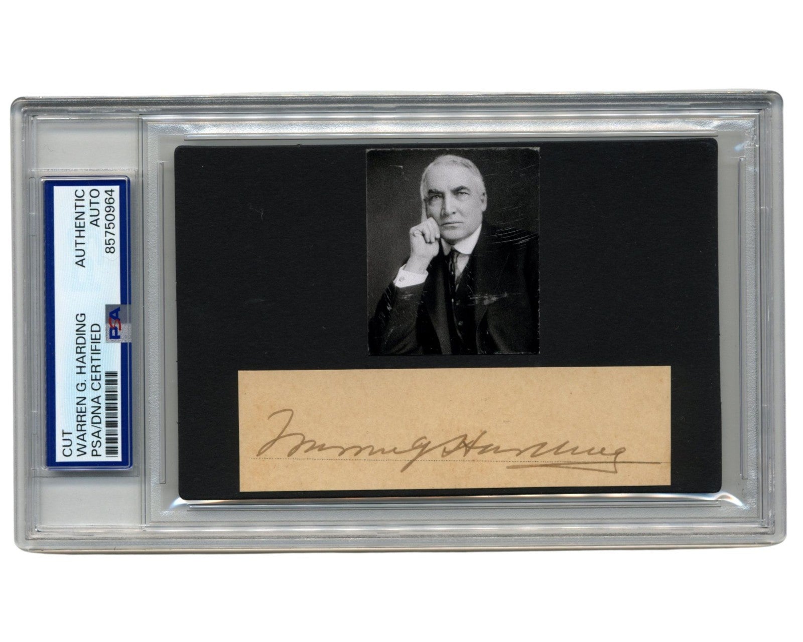 President Warren Harding Signed Cut Autograph Display PSA Auto - Large Signature