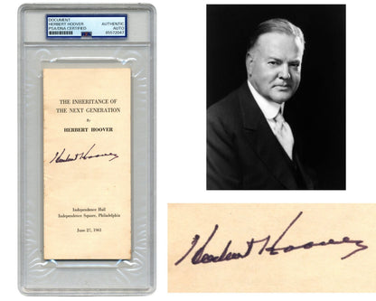 President Herbert Hoover Signed PA Independence Hall Speech Pamphlet PSA Auto