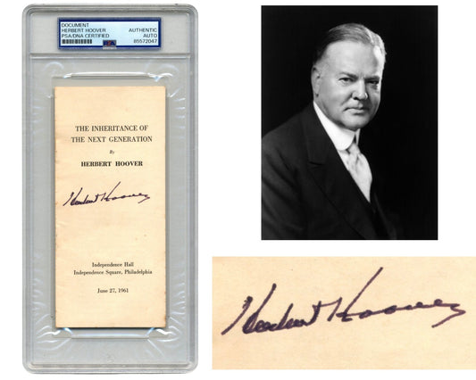 President Herbert Hoover Signed PA Independence Hall Speech Pamphlet PSA Auto