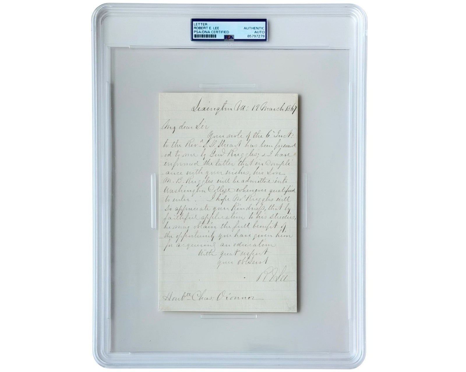 Confederate General Robert E. Lee Handwritten Letter to Davis' Lawyer PSA Auto