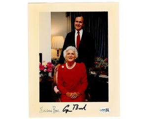 President George H.W. Bush & Barbara Bush Signed Portrait Photograph JSA
