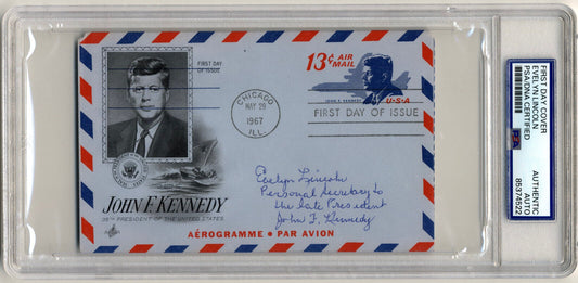 Presidnet Kennedy's Sec. EVELYN LINCOLN Signed JFK First Day Cover PSA Auto