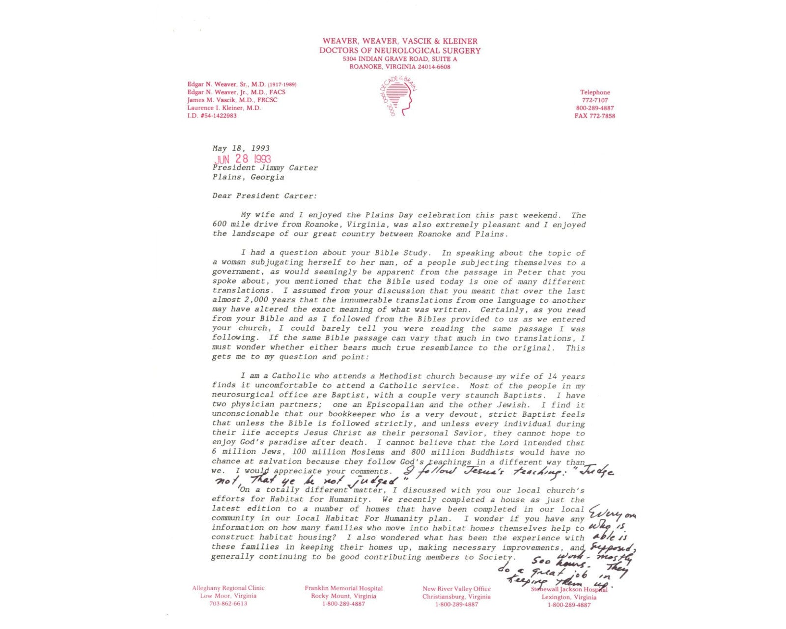 President Jimmy Carter "I Follow Jesus Teaching, Judge Not..!" A Unique Note!