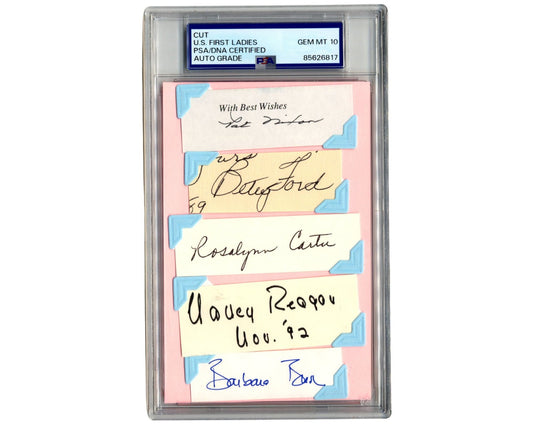 First Lady President Nixon Ford Carter Reagan Bush Signed Cut PSA Gem Mint 10