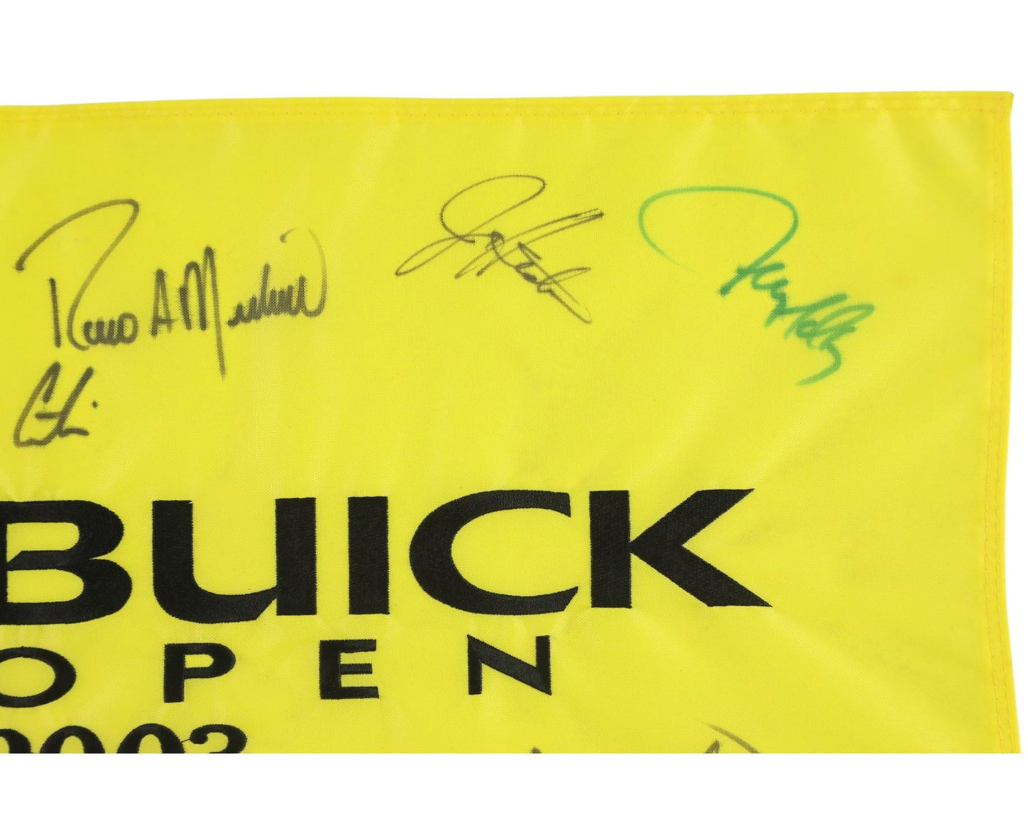 Tiger Woods, Vijay Singh & 14 More Signed 2003 Buick Open Flag PSA Auto