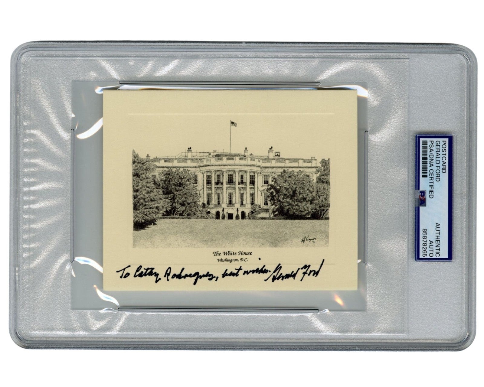 President Gerald Ford Signed White House Engraving / Postcard PSA Auto