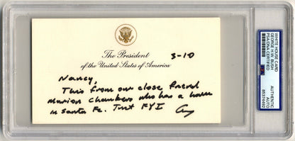 President George H. W. Bush Signed Presidential White House Card PSA Auto
