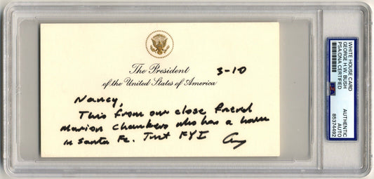 President George H. W. Bush Signed Presidential White House Card PSA Auto