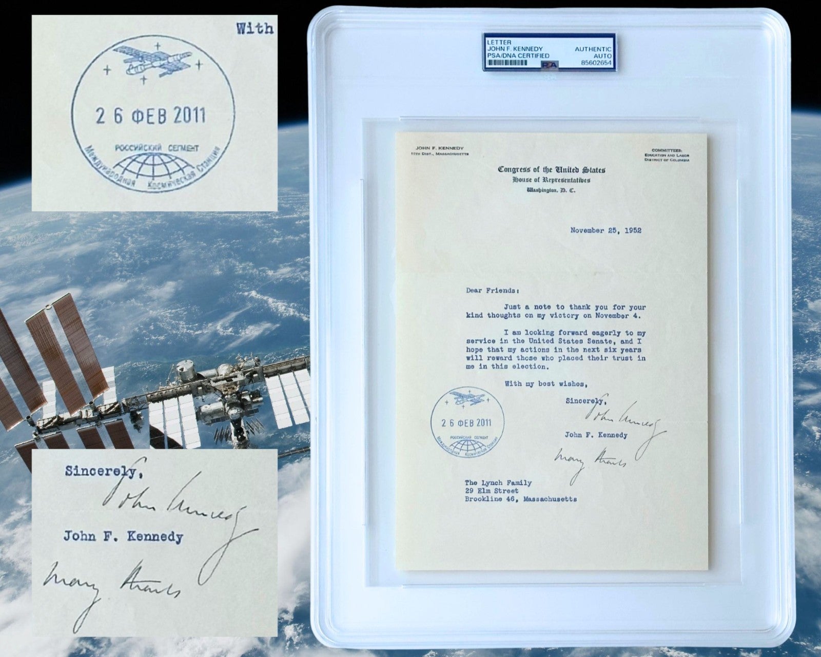President John F. Kennedy Signed Letter Flown to Intl. Space Station! PSA Auto
