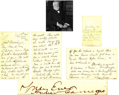 Andrew Carnegie Rare "Twice" Signed Hand Written Letter w/ "Mrs. Carnegie"! JSA