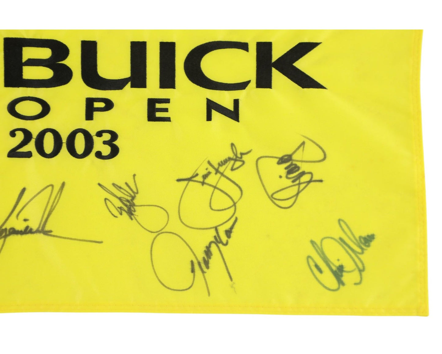 Tiger Woods, Vijay Singh & 14 More Signed 2003 Buick Open Flag PSA Auto