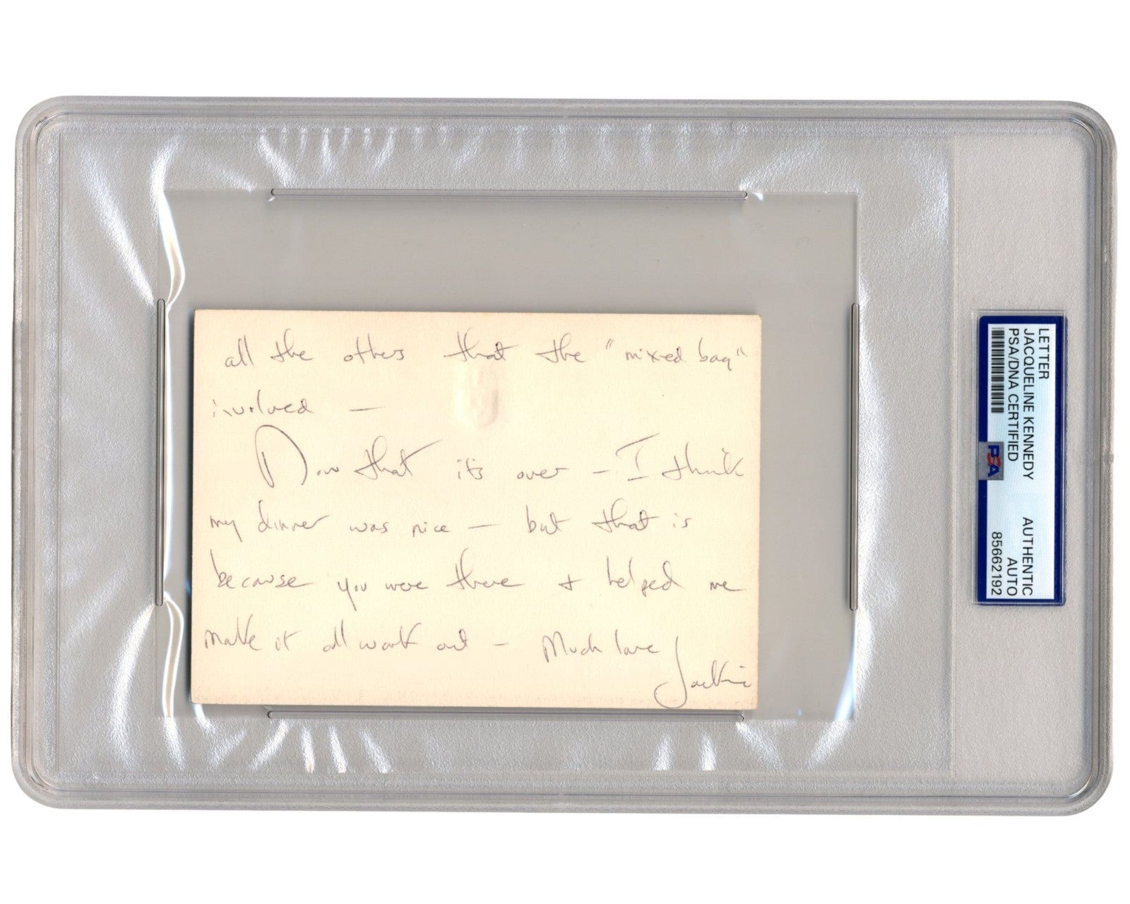 Jacqueline Kennedy Signed Letter to JFK Harvard Classmate & Camelot Lyricist PSA