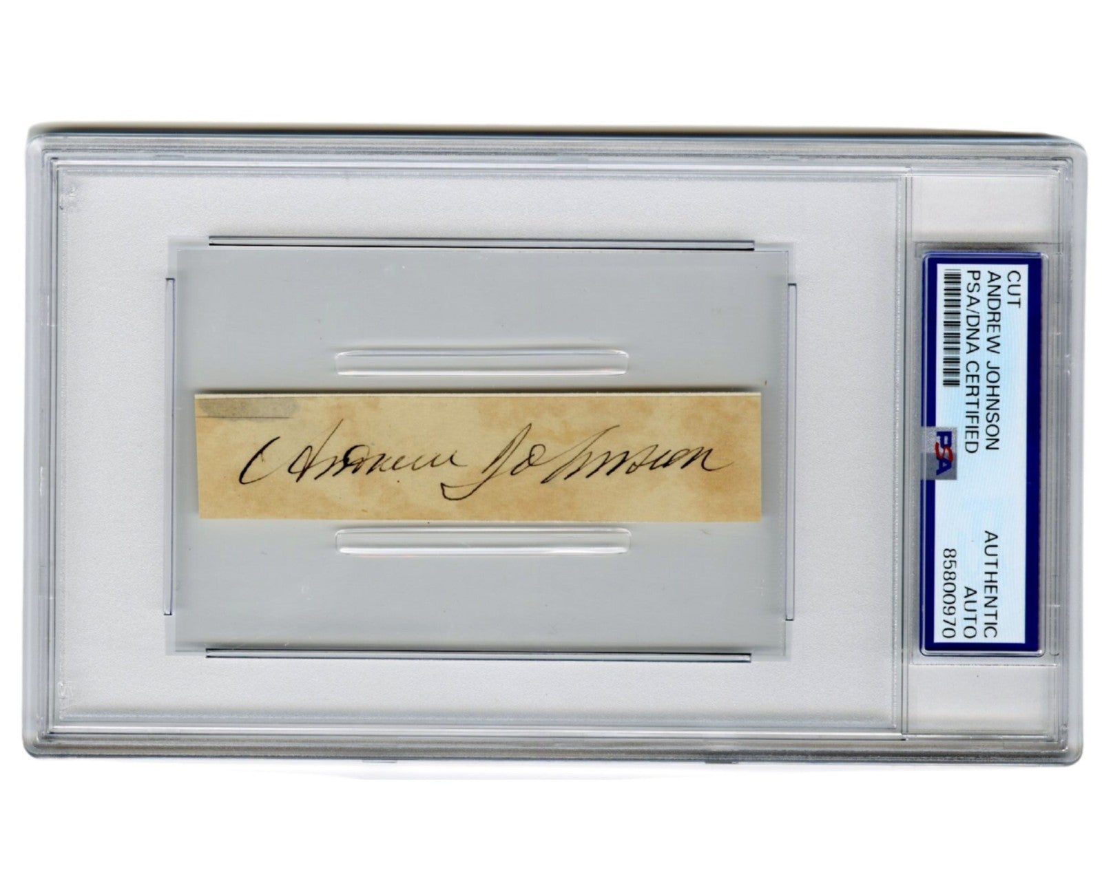 President Andrew Johnson Boldly Signed Cut Autograph PSA Auto