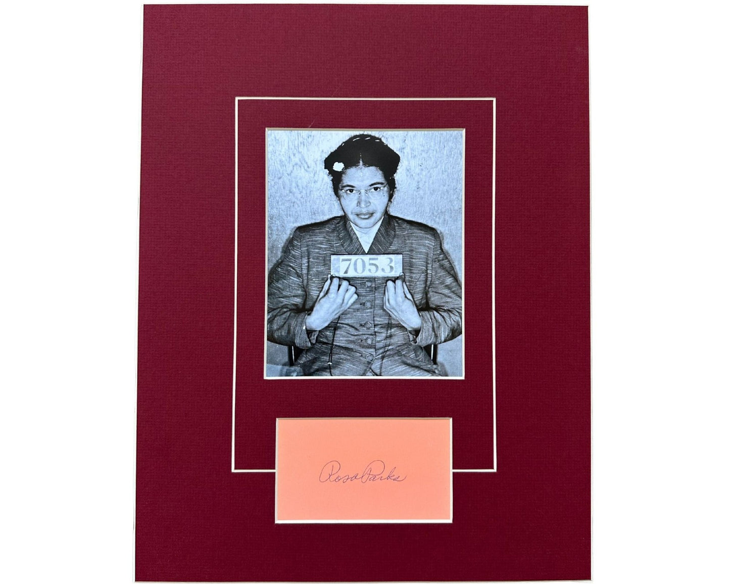 Civil Rights Icon Rosa Parks Signed Mugshot Matte Display! Bold Auto! JSA