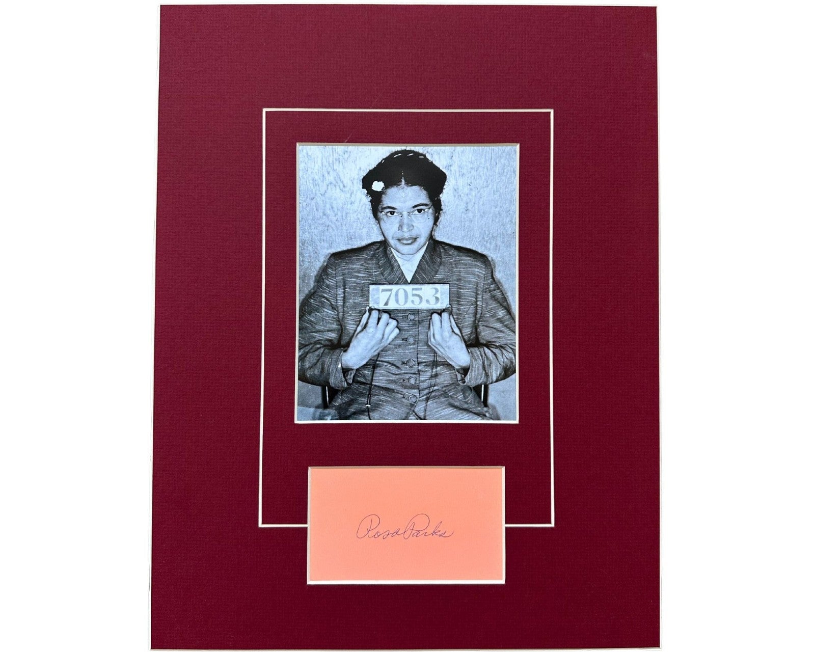 Civil Rights Icon Rosa Parks Signed Mugshot Matte Display! Bold Auto! JSA